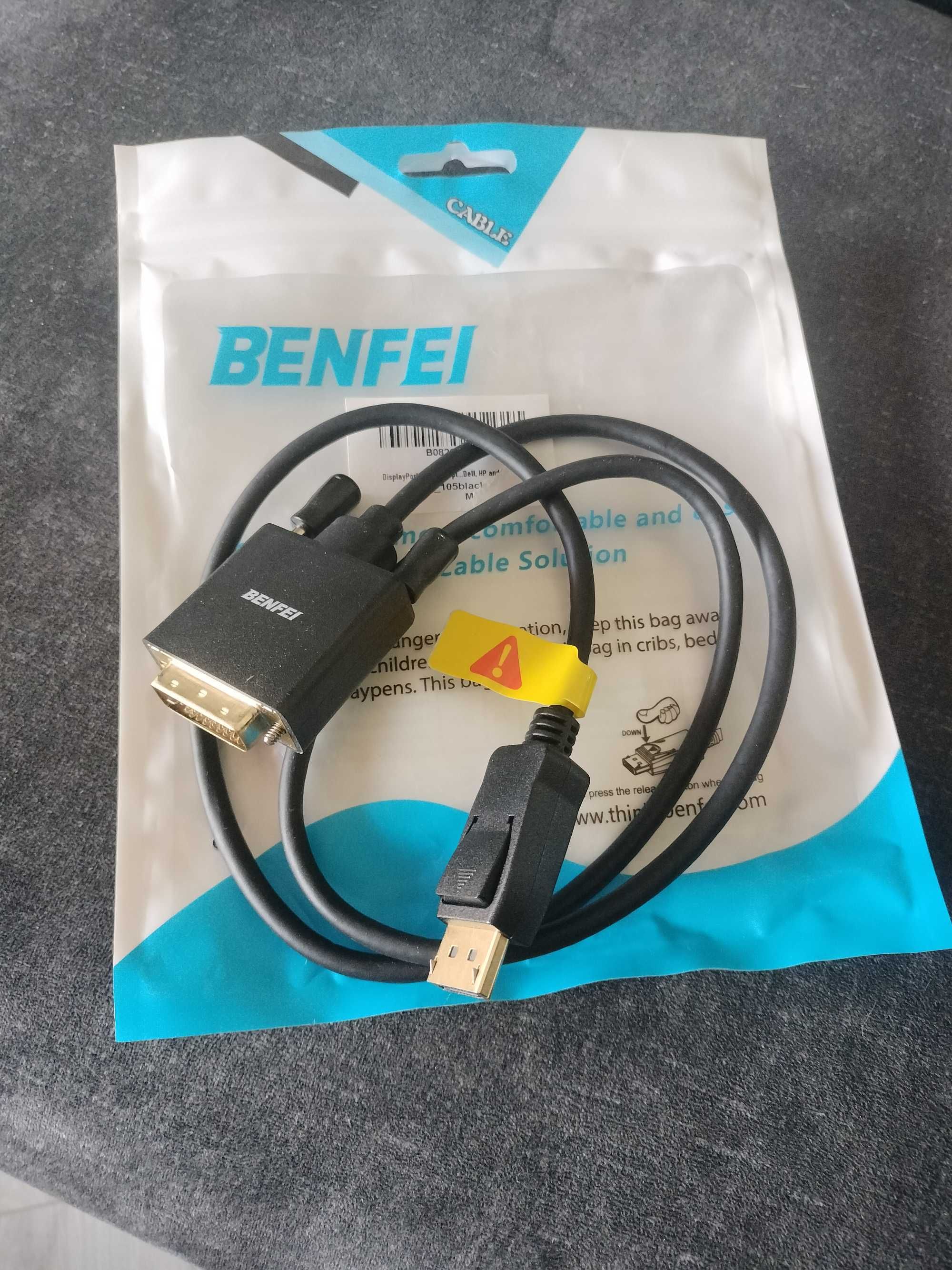 BENFEI  Adapter DisplayPort na DVI 1080p, 1.8 m, Czarny, spp677