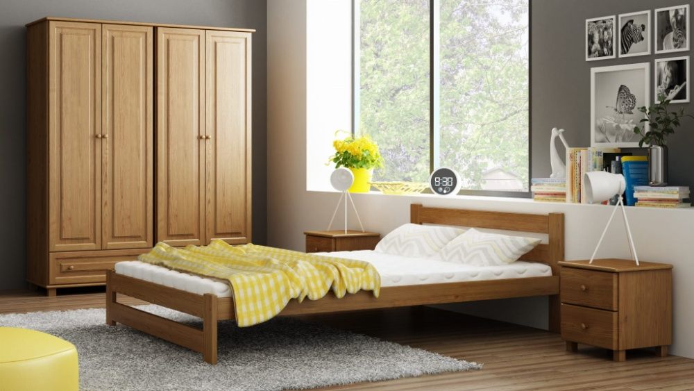 Meble Magnat łóżko sypialniane drewniane białe Kada 160 kolory