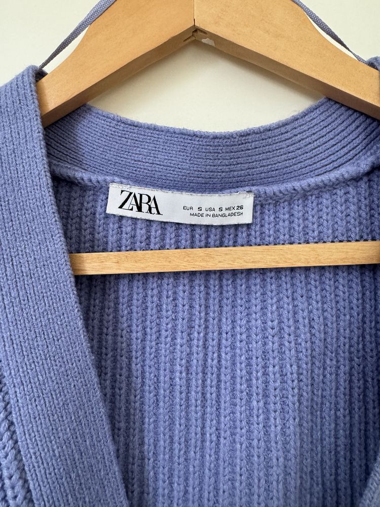 Sweter rozpinany z dekoltem V ZARA S