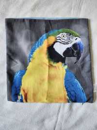 Poszewka ozdobna na poduszkę papuga ara niebiesko żółta 40x40