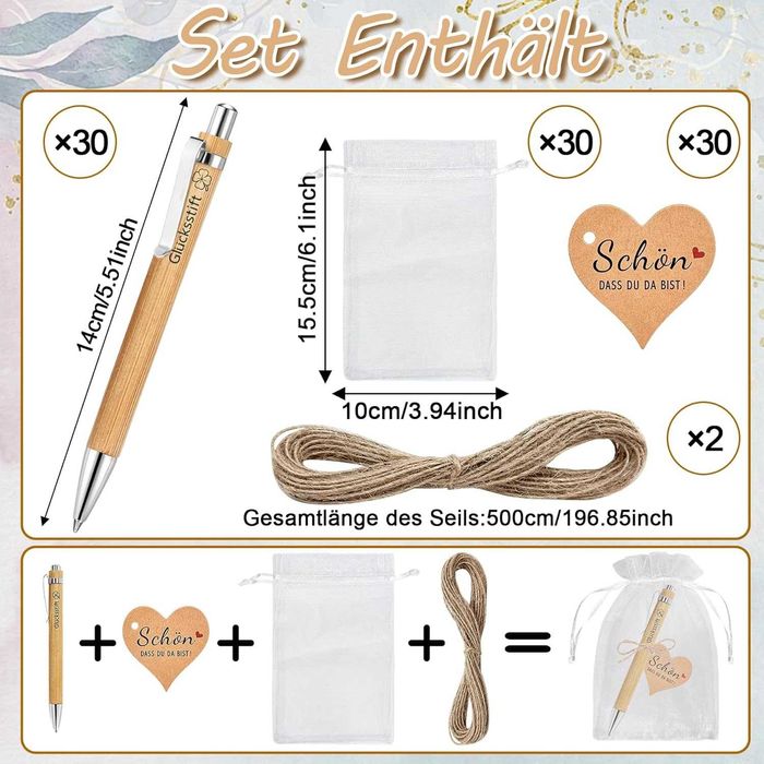 Zestaw długopisów, Szczęśliwe drewniane długopisy 25 szt. na prezenty