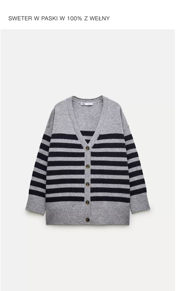 Sweter w paski oversize 100 % wełna