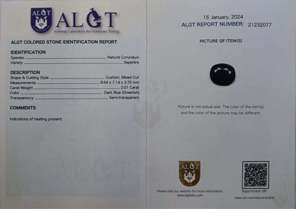 Szafir 2.01ct naturalny