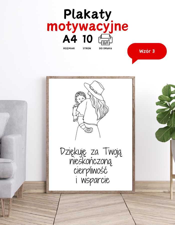 Plakaty dla Mamy, prezent na urodziny, imieniny Line ART A4 do druku