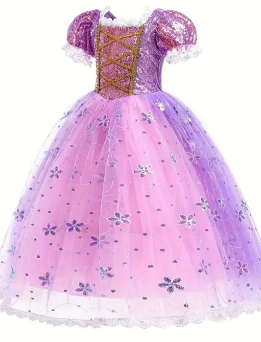 Nowy strój Roszpunka wróżka, r. 110/116 przebranie bal