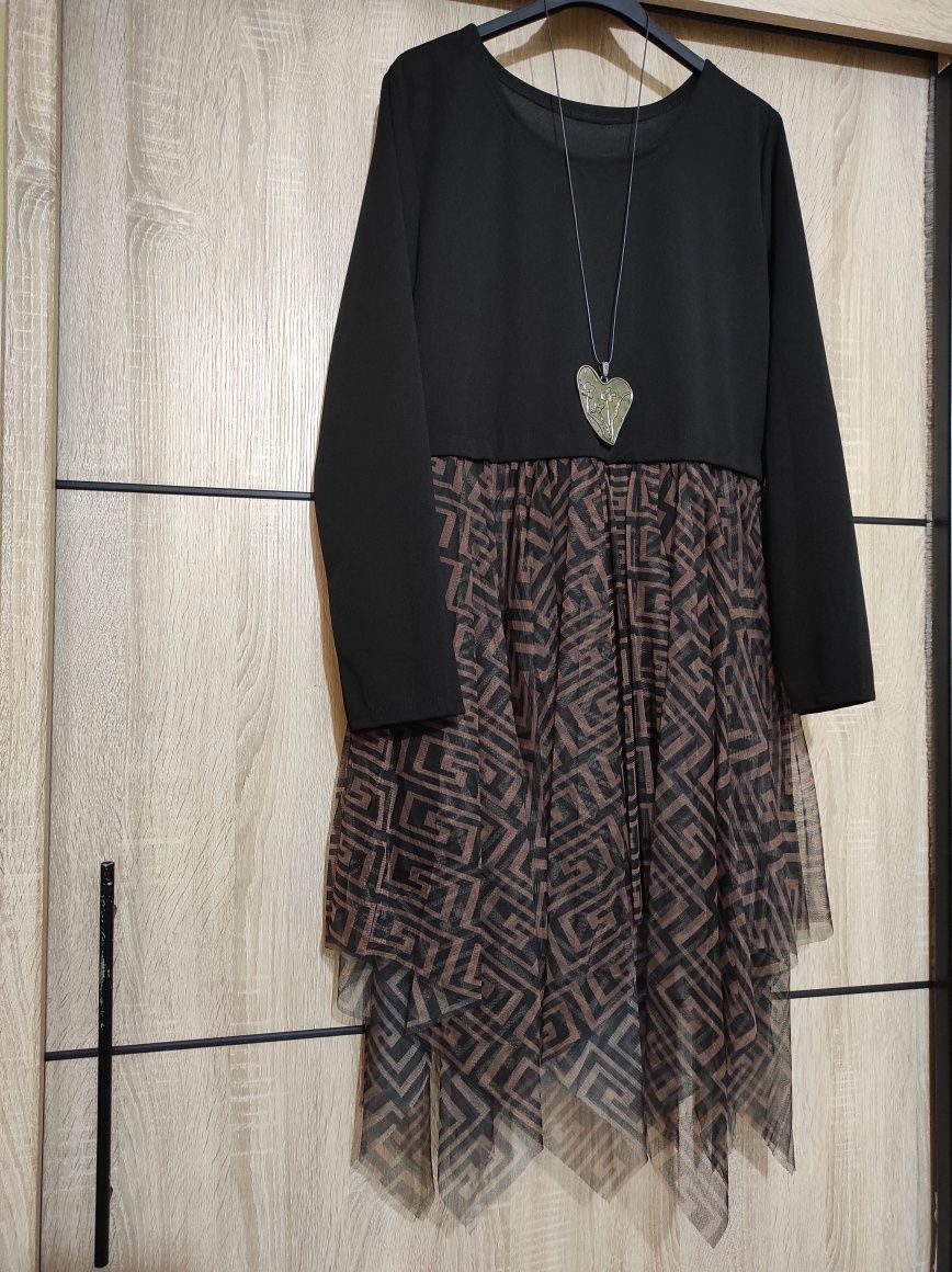 Sukienka tunika siateczka elegancka duży rozmiar Plus size 48 50 elega