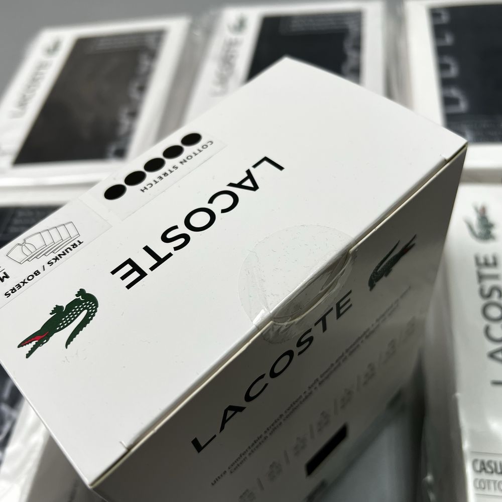 Lacoste оригинал трусы мужские новые боксеры чёрные 5 штук набор (NEW)