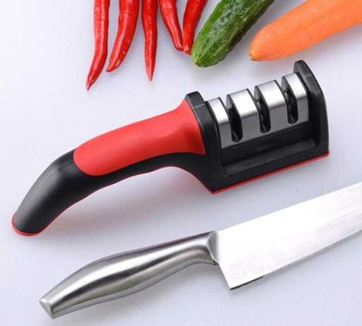 Точилка для кухонных ножей 3-ступенчатая с ручкой Knife Sharpener Tool