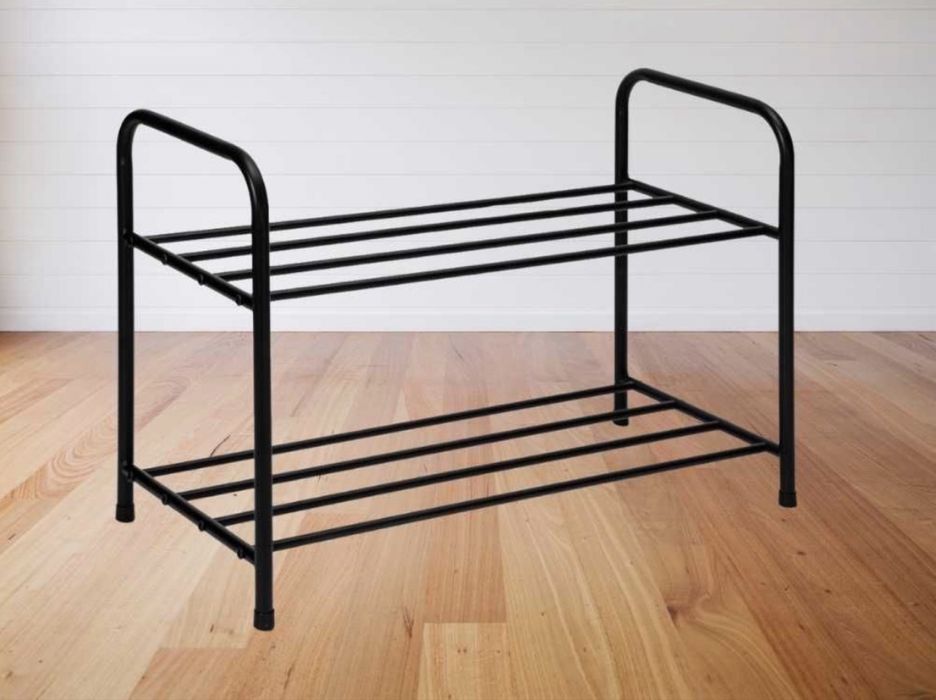 Nowa Półka Stojak Regał Organizer Metalowy na Buty 2 Poziomy Czarny