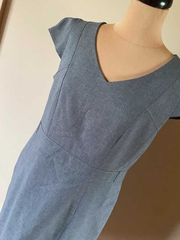 F&f szara prosta sukienka   basic biuro xxxl +size 44 46 praca