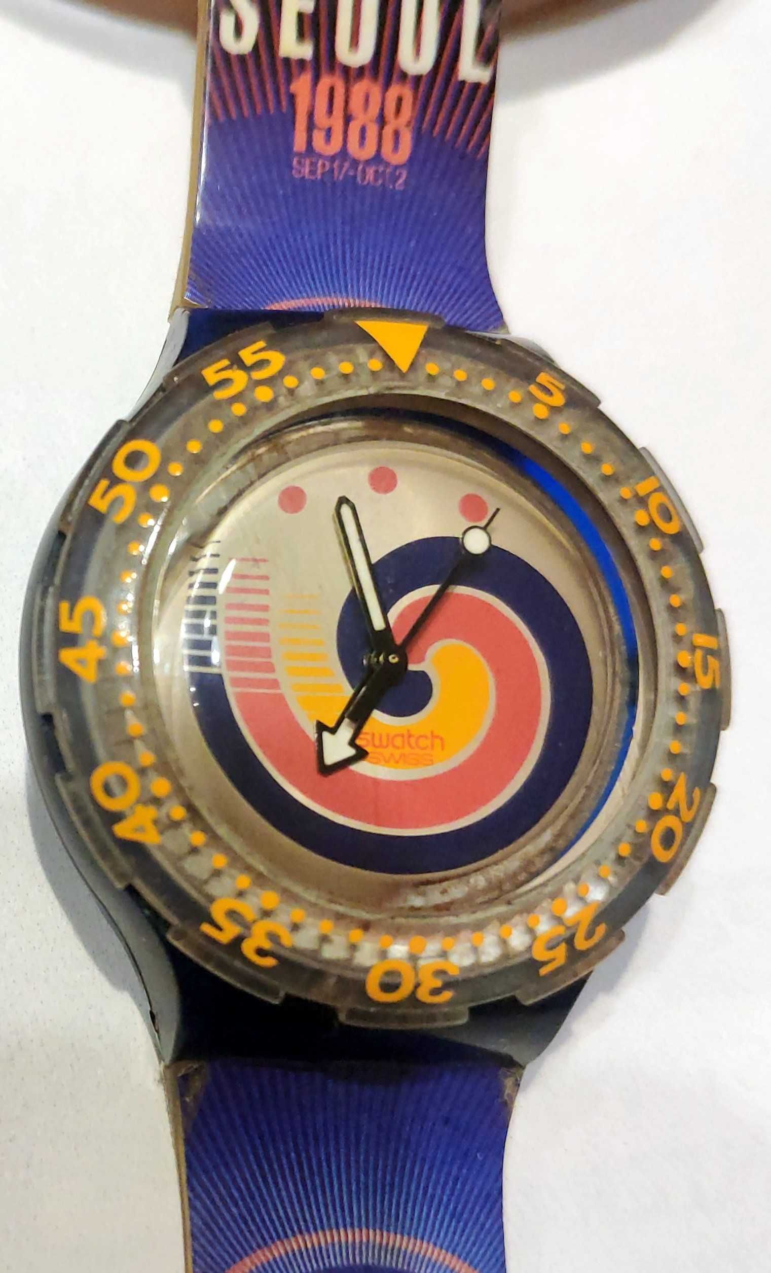 zegarek Swatch Scuba 1994 SDZ 100 SEOUL 1988 Analog Aqua Chrono WR200M