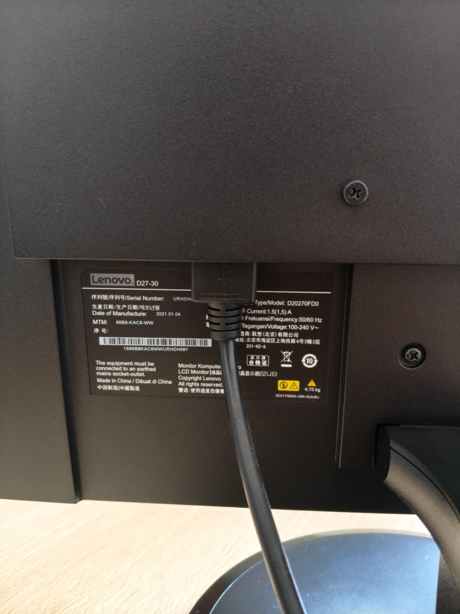Monitor LENOVO D27-30 27’’