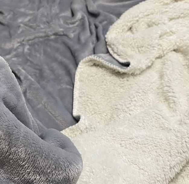 Шикарний теплий плед-покривало на хутрі-овчині