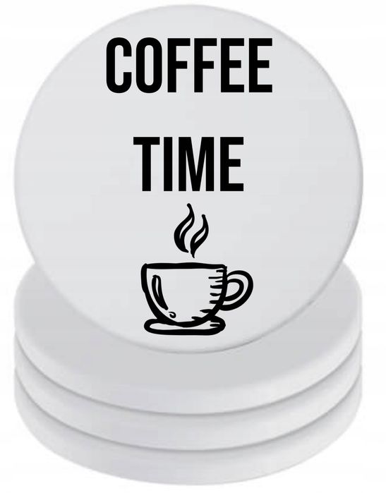 Podkładki ceramiczne pod Kubek x4 COFFEE TIME CZAS NA KAWĘ