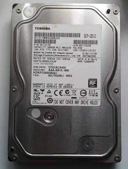 disco 500gb Toshiba 3"5  7200rpm