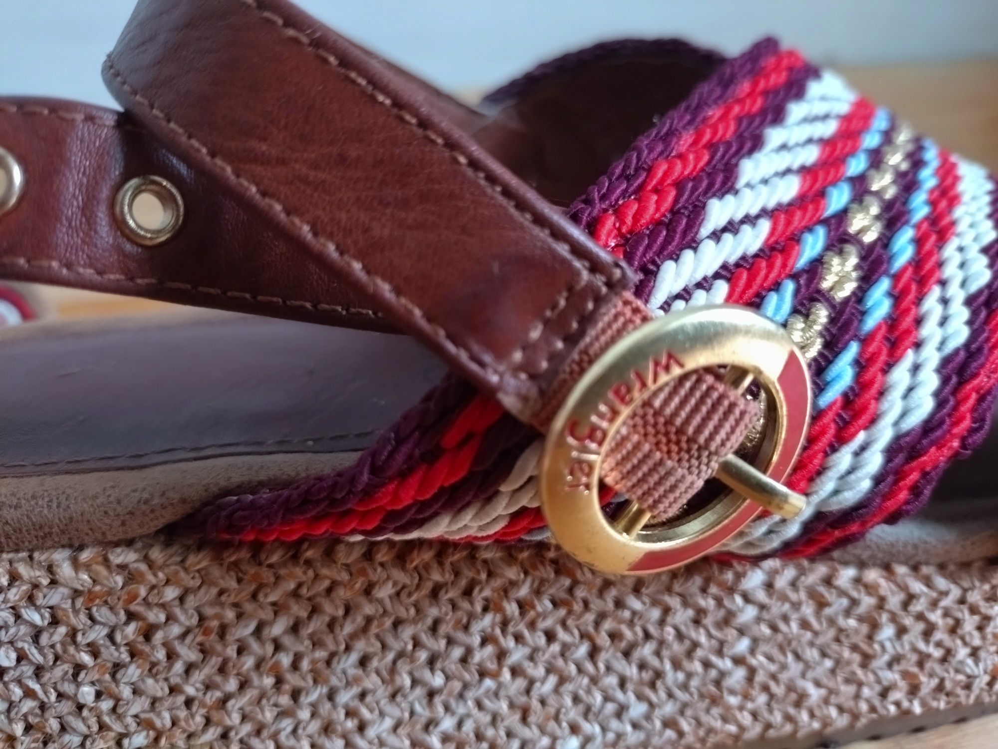 Sandałki Boho Wrangler 36 espadryle skóra naturalna platforma  koturna