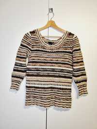 Sweter pleciony w paski 36 H&M bluzka moda zima fashion must have