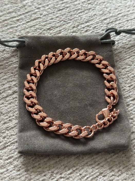 Luksusowa męska bransoletka Cuban pozłacana różowym złotem