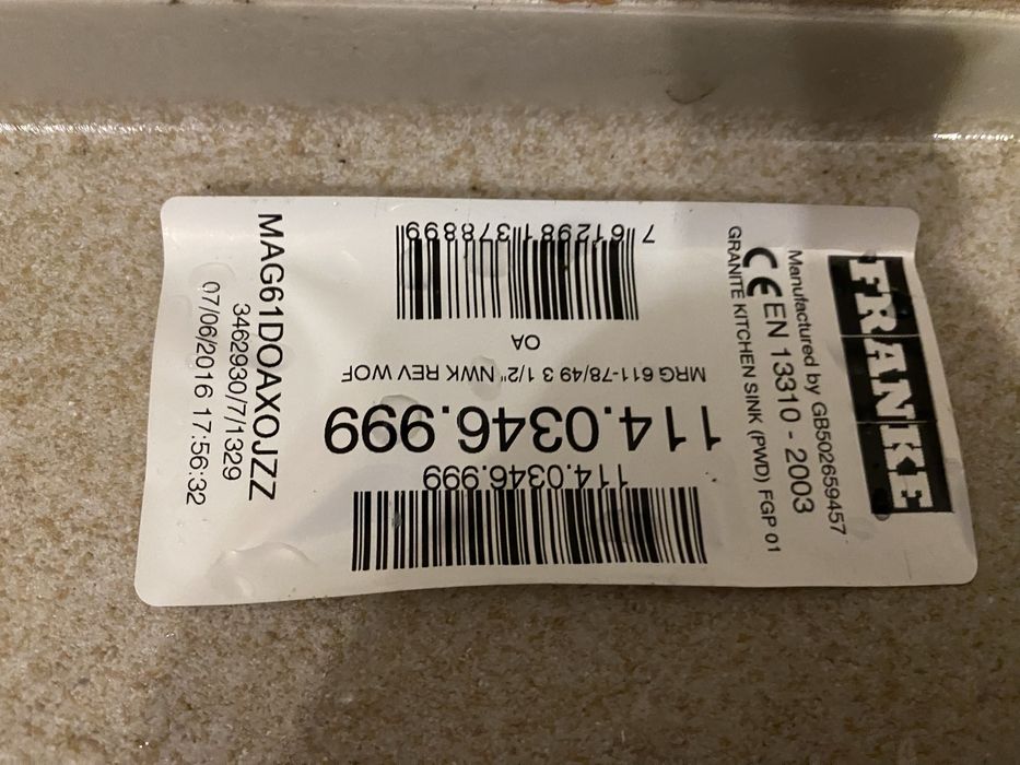 Zlew jednokomorowy  kuchenny franke