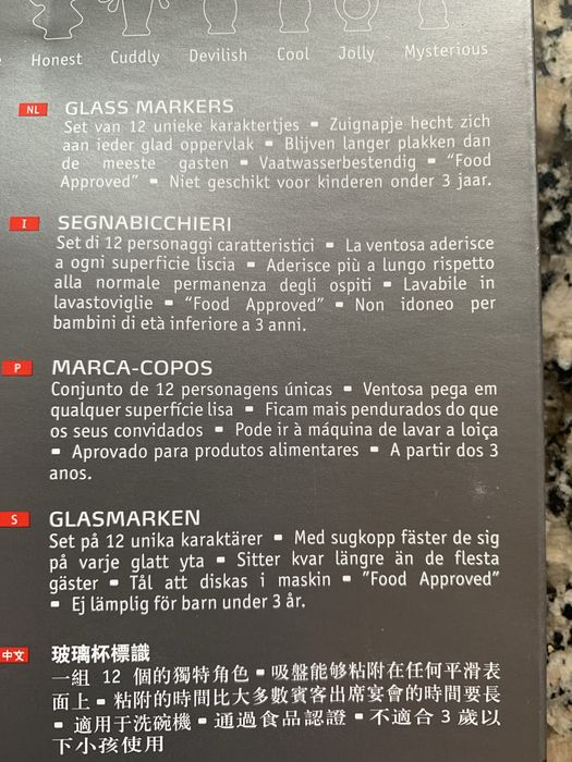 12 Marcadores de copos da marca Vacuvin novos