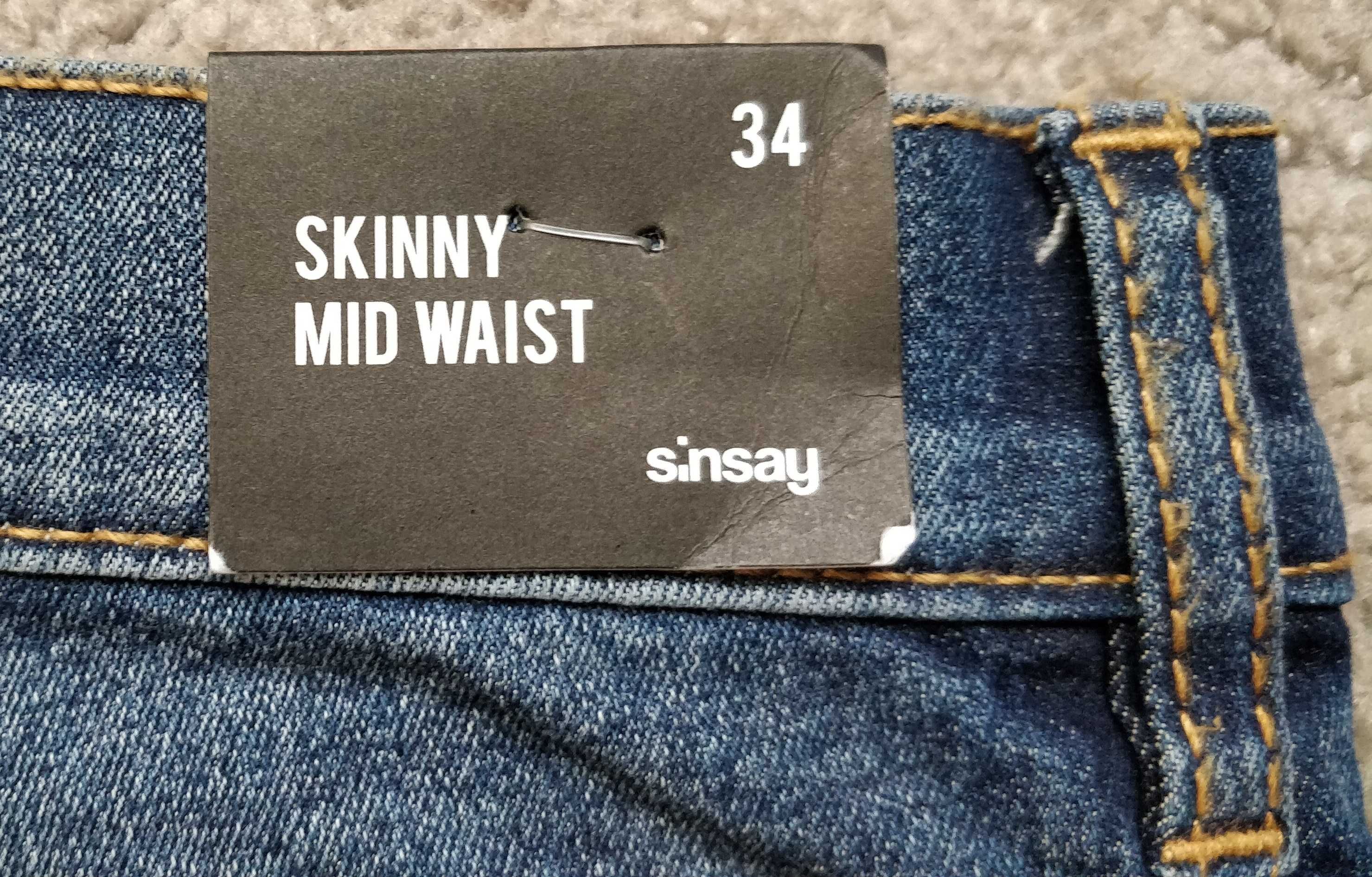 Spodnie SINSAY jeansowe, rozm. 34, nowe, dżinsowe, dziewczęce, skinny