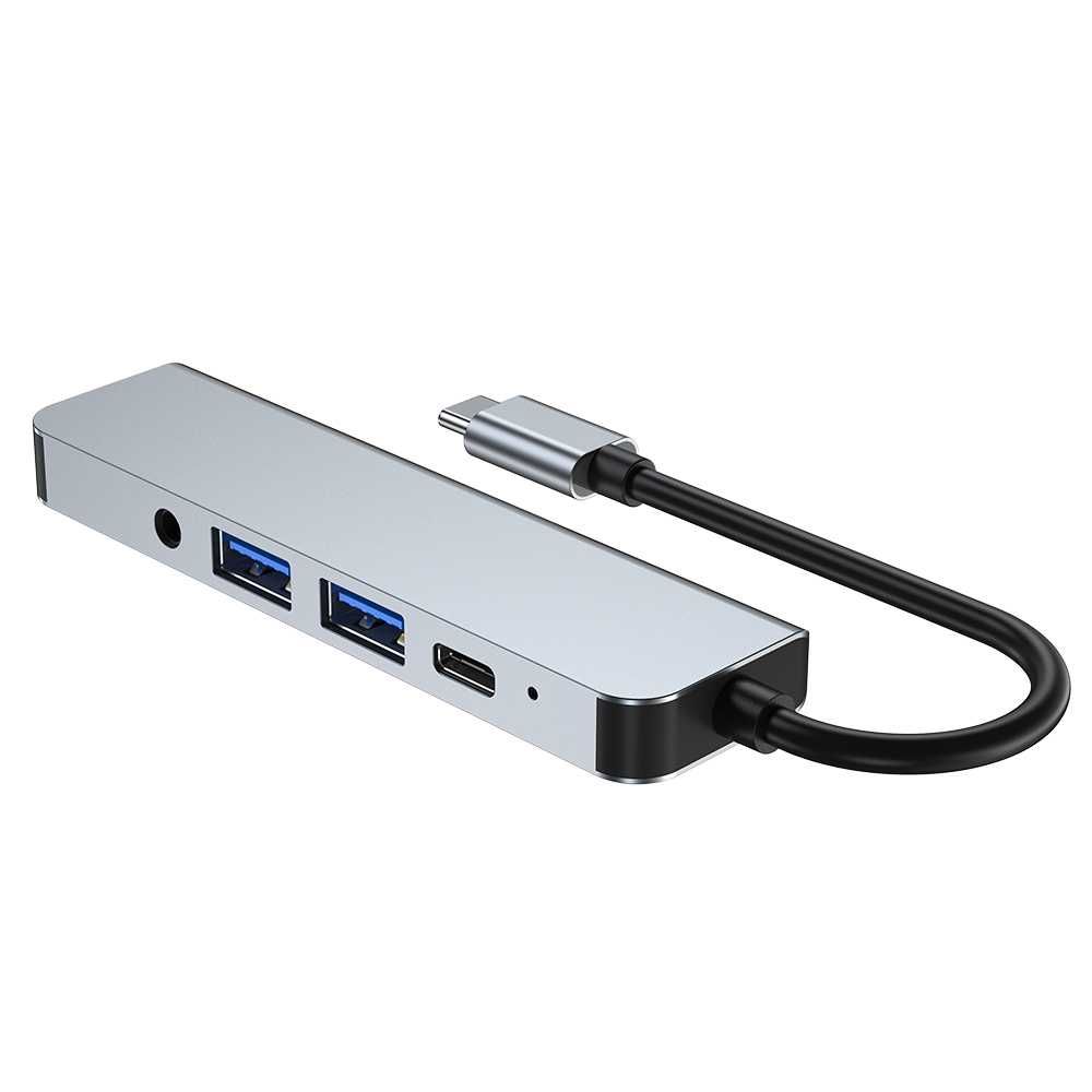 Rozgałęziacz USB HUB przejściówka USB-C 5w1 2xUSB HDMI AUDIO JACK