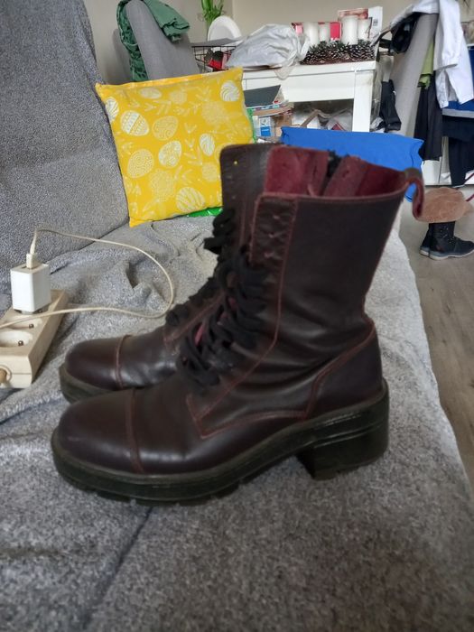Botki jesień buty Zara 36 skóra ekspres burgund bordo w brąz