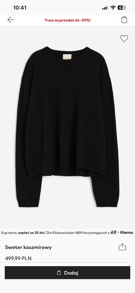 H&m premium sweter z 100% kaszmiru roz L nowy