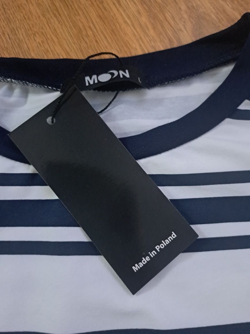 Nowy komplet Moon L bluzka szorty bawełna paski