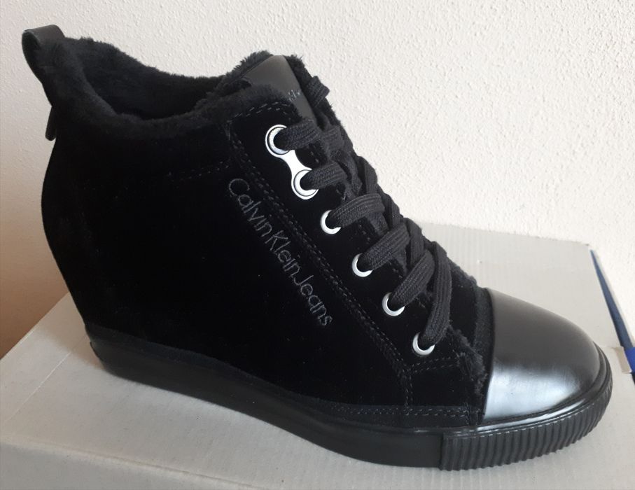 Calvin Klein sneakersy trampki 40 czarne koturn botki ocieplane nowe