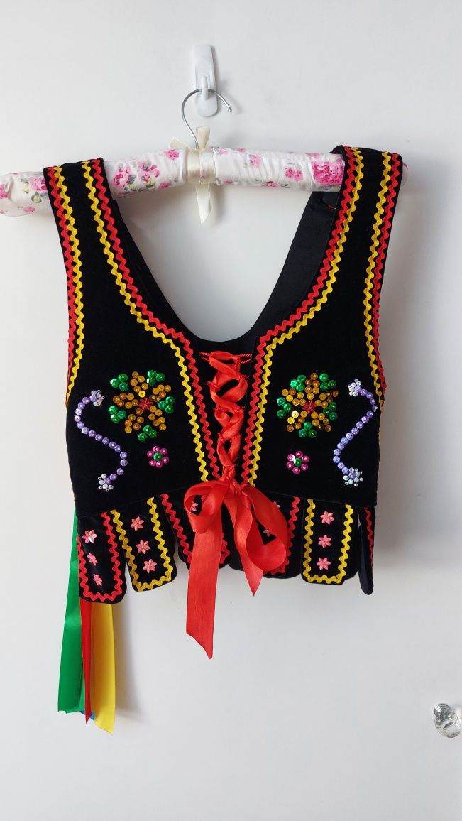 Strój gorset krakowski ludowy haft handmade dla dziewczynki 5 - 9 lat