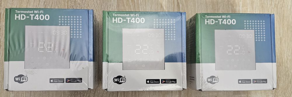 Termostat programowalny HD T400.W z komunikacją Wi-Fi  biały 3 sztuki
