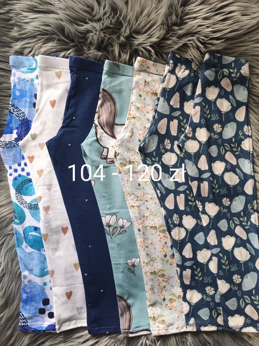 Rozmiar 104 7x no we legginsy spodnie getry dresowe prążkowane cienkie