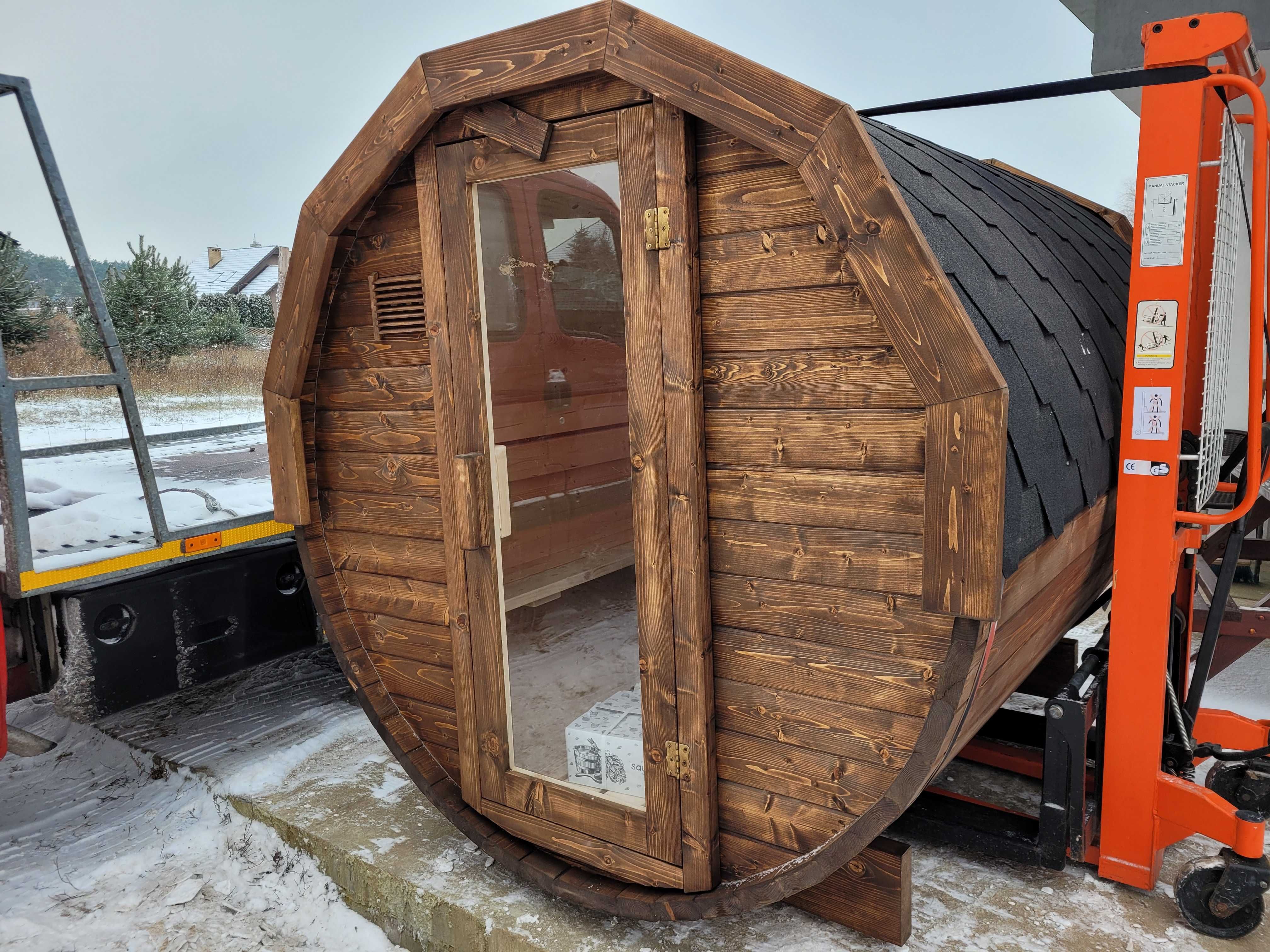 SAUNA ogrodowa 280 cm*piec na DREWNO/elektryczny %% PROMOCJA cenowa %%