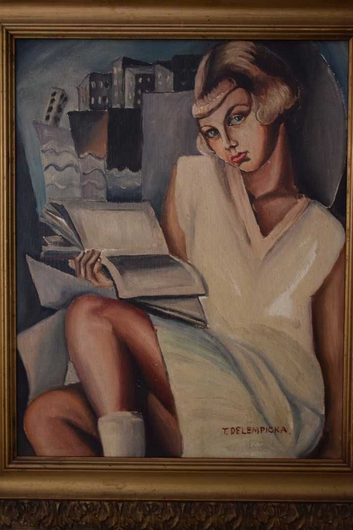 T De Łempicka - Portret Uczennicy - Studentka z Książkami Obraz Olejny