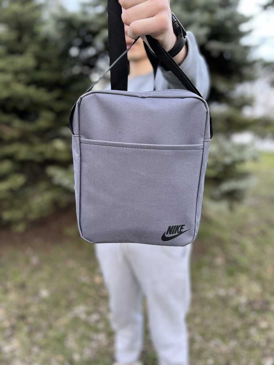 Барсетка через плече Nike, сумка Найк сіра, спортивний месенджер