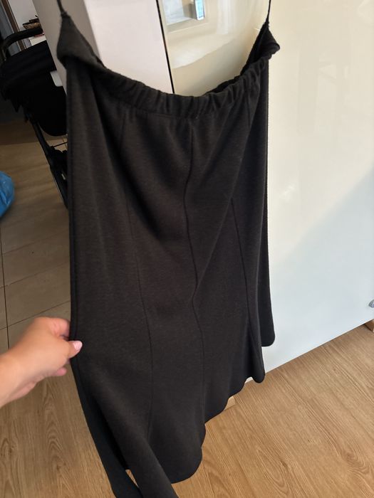 Grafitowa czarna szara długa grubsza spódnica XL z wełną