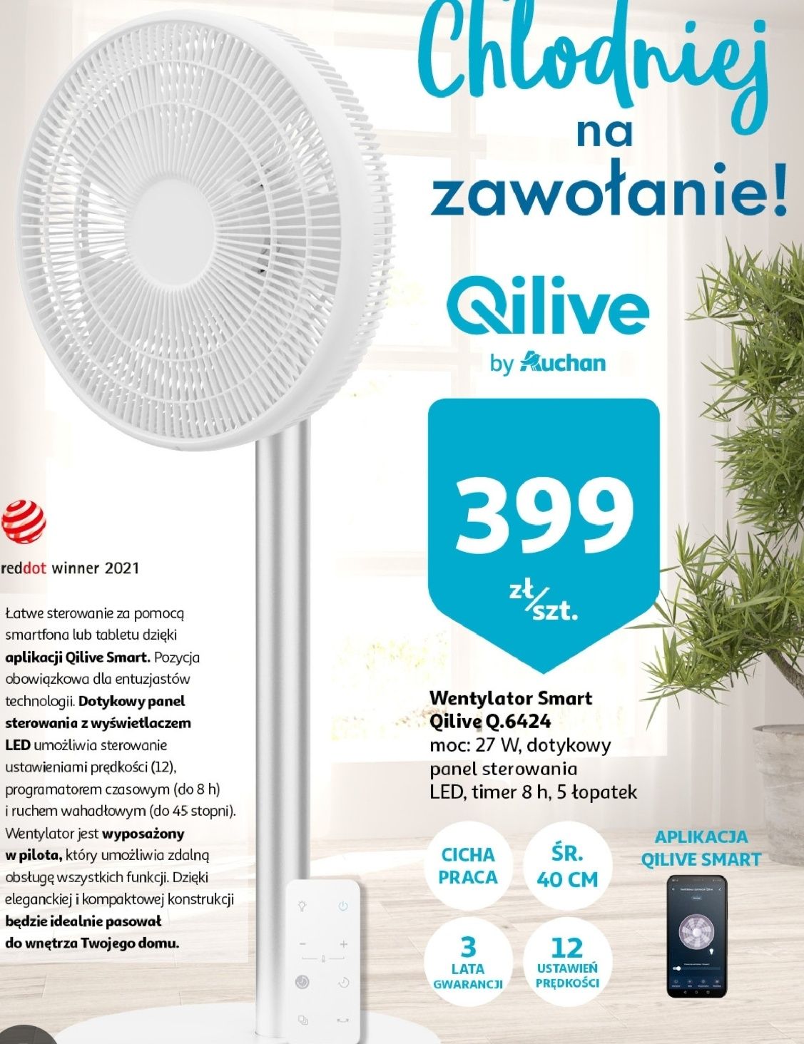 Inteligentny wentylator z Wifi Qilive 6424