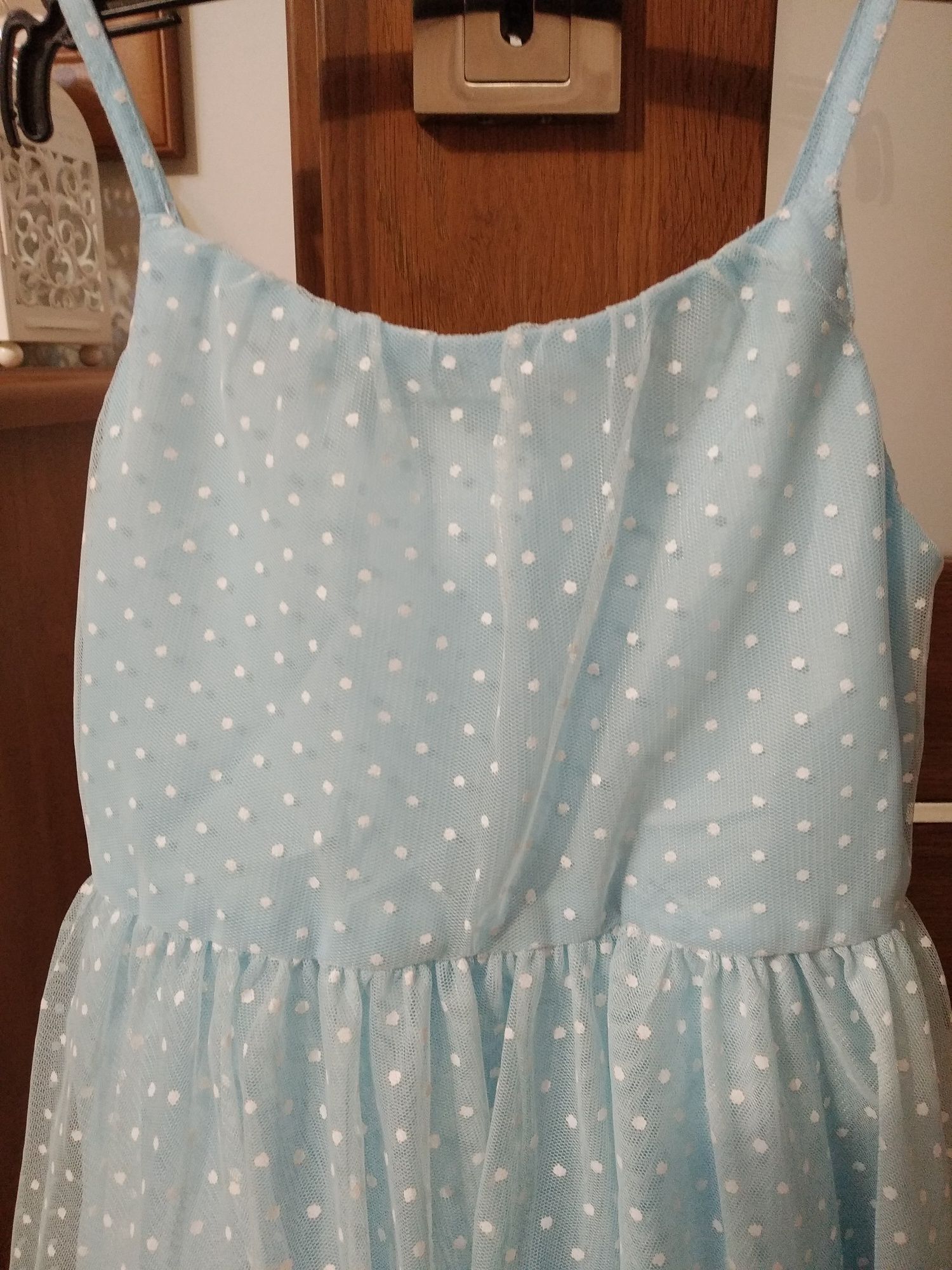 Sukienka jak ELSA 128 biało niebieska