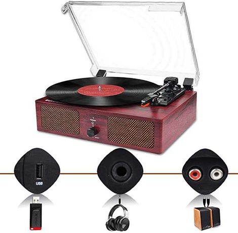 Odtwarzacz płyt winylowych Bluetooth gramofon z wbudowanymi głośnikami