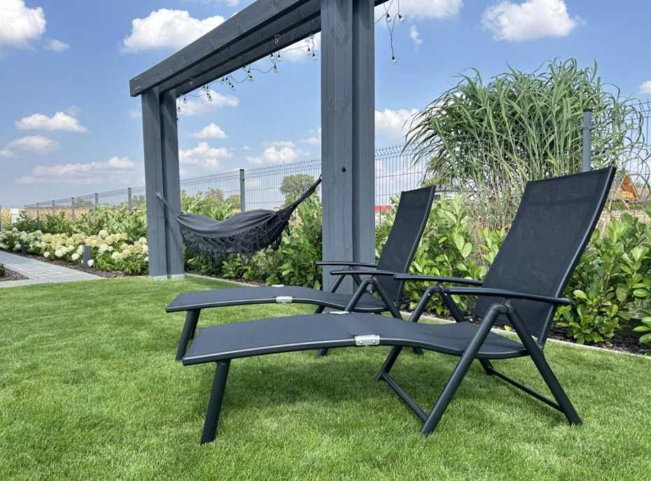 Nowy Mocny Leżak Ogrodowy Aluminiowy Składany Ogród Balkon Plaża Dom