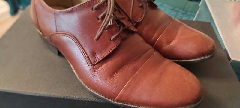 Skórzane buty eleganckie brązowe wesele komunia r. 33