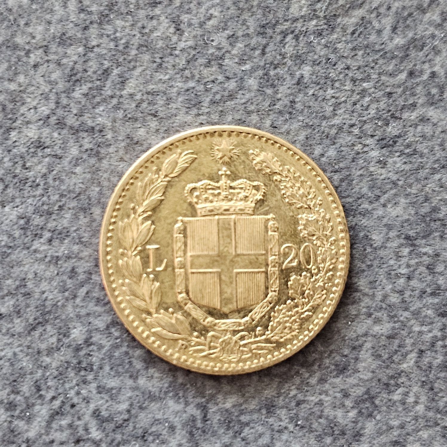 Złota Moneta Włochy. Umberto I 20 Lirów 1882