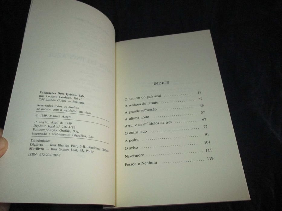 Livro O Homem do País Azul Manuel Alegre 1ª edição