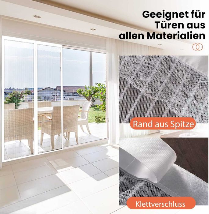 Diker Moskitiera magnetyczna na drzwi 150 x 210 cm biała