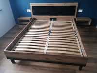 Łóżko drewnopodobne + szafki nocne