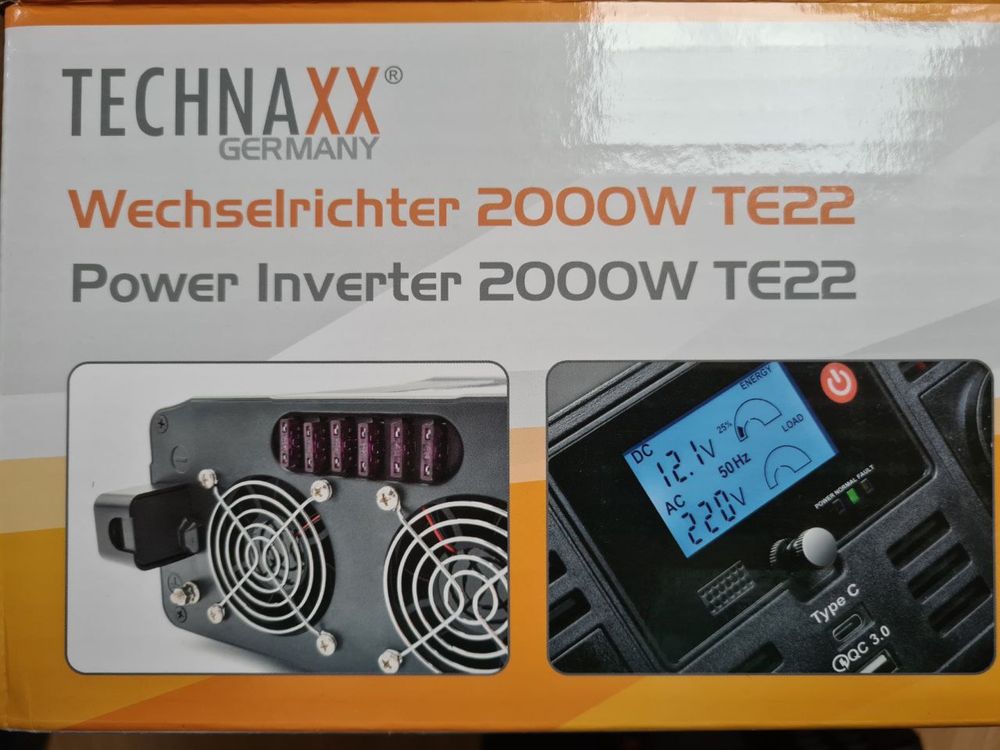 Інвертор, чиста синусоїда. Technaxx TE22 12 - 230 V Німеччиина 2-4 кВт
