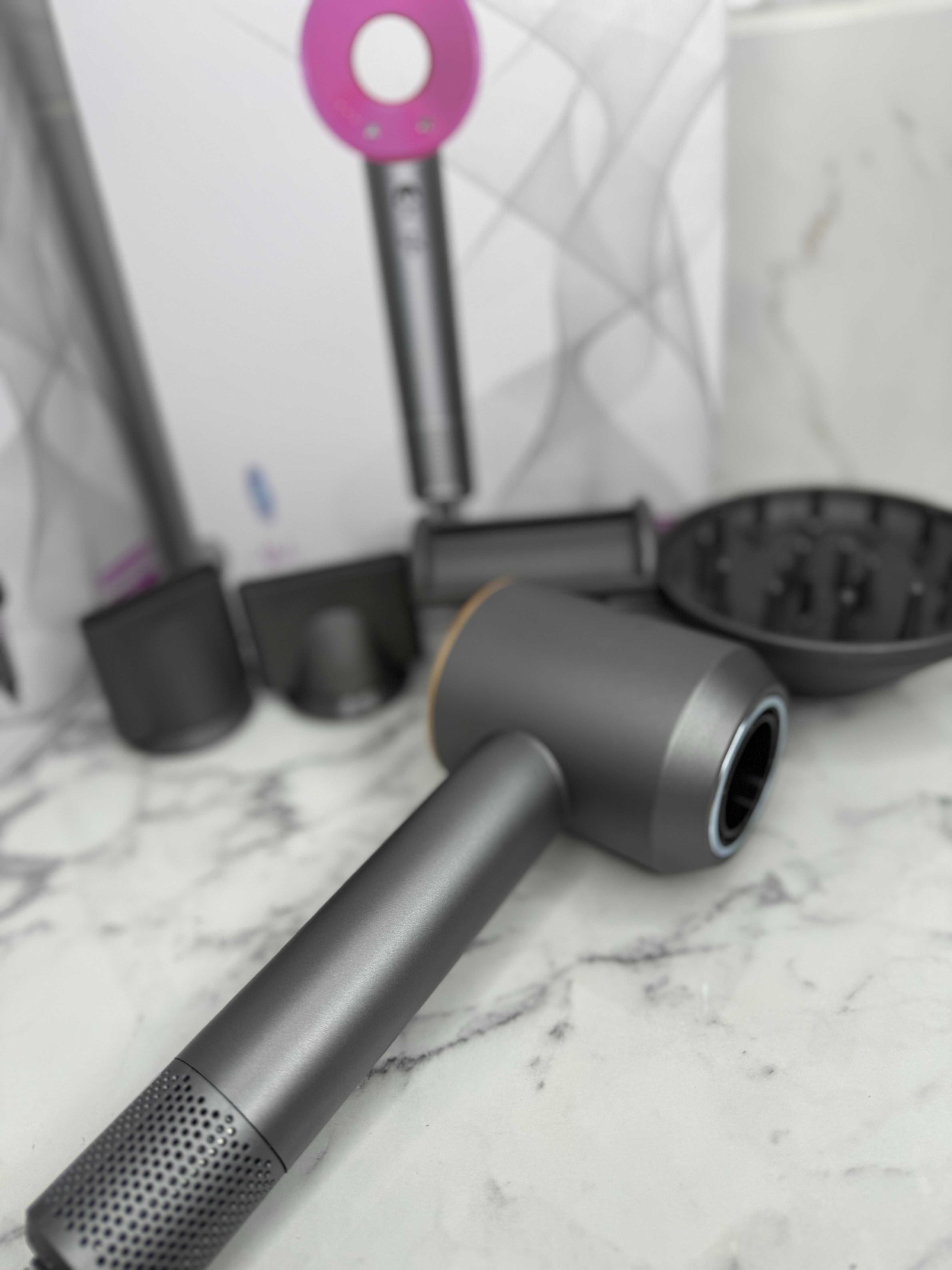Дайсон сірий з золотим + 5 насадок фен Super Hair Dryer с ионизацией