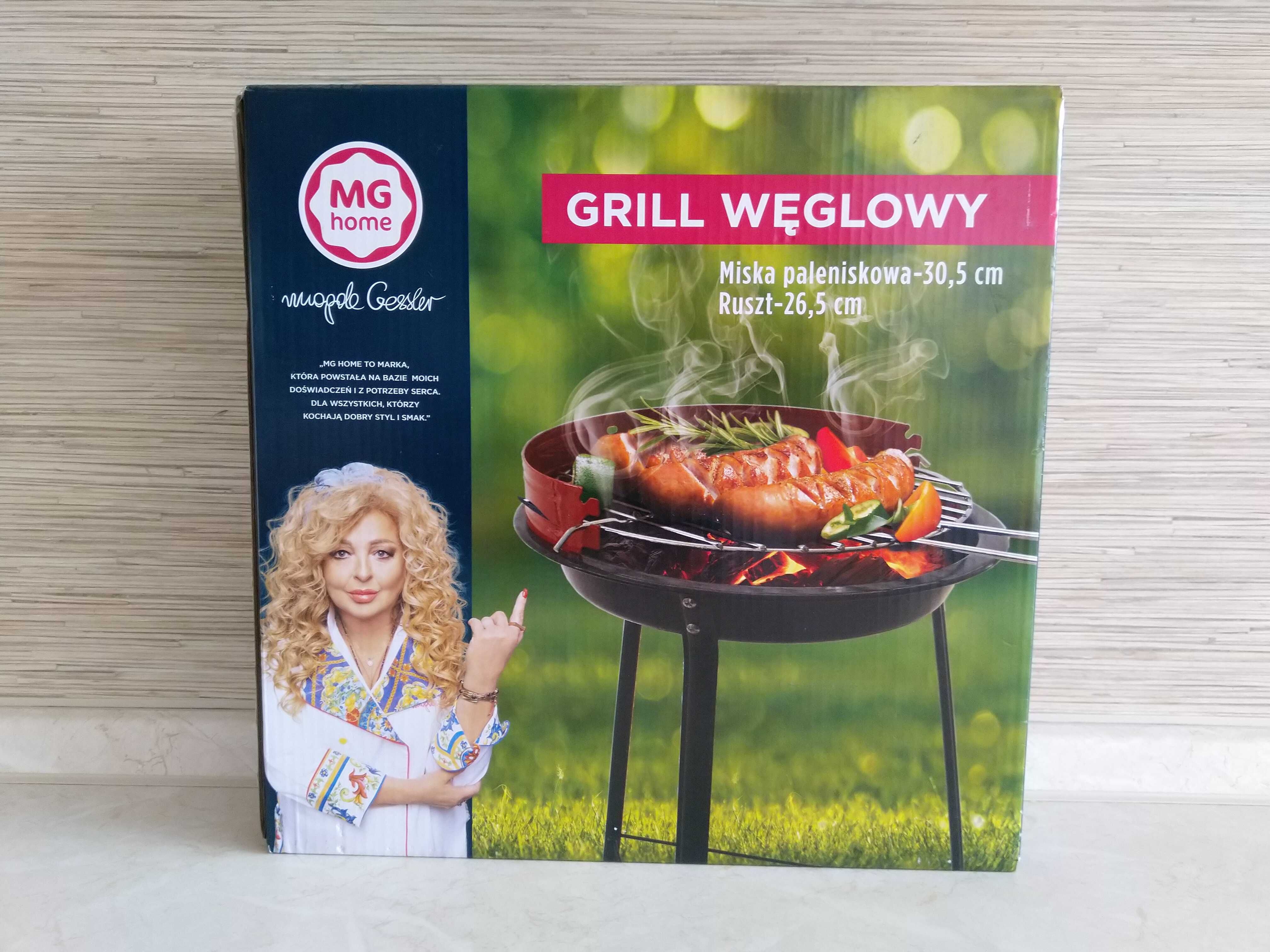 HIT Grill węglowy okrągły stojący z rusztem 30,5cm KURIER