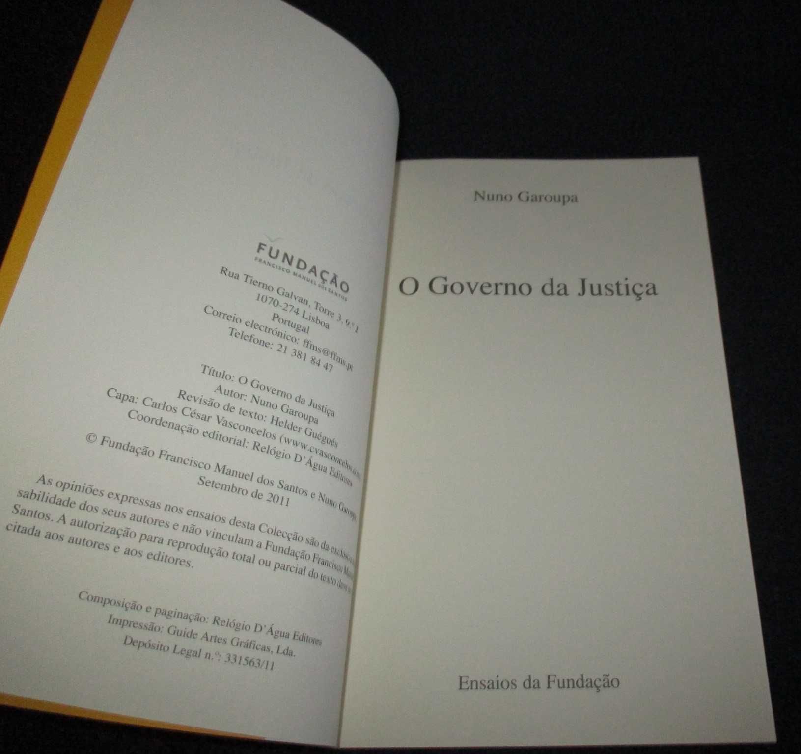 Livro O Governo da Justiça Nuno Garoupa FFMS